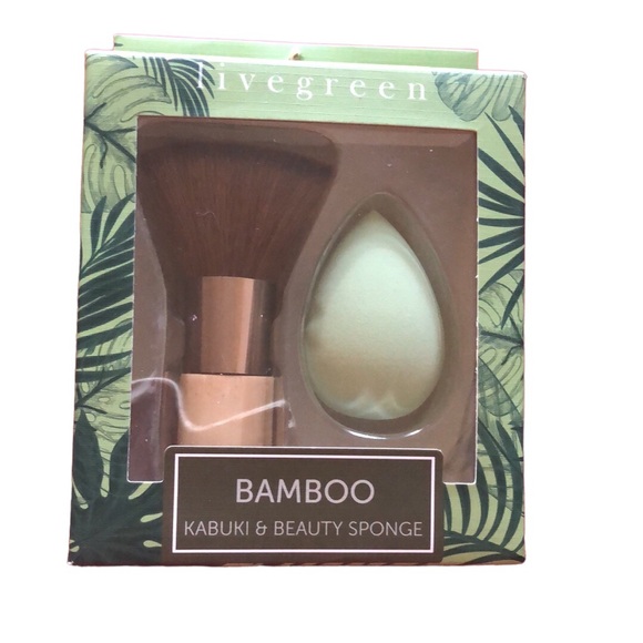 Live green Bamboo Kabuki & Beauty sponge Make up brush Confort bronzing, sheer - Picture 5 of 5